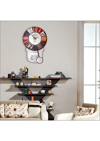46 cm Büyük Renkli Sarkaçlı Dart Desenli Duvar Saati, Şık ve Modern Tasarım fiyatları