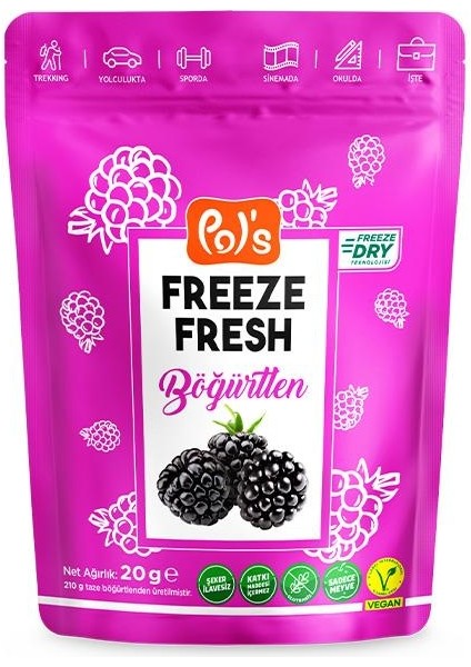 Pol’s Freeze Fresh Dondurularak Kurutulmuş Böğürtlen 20 gr
