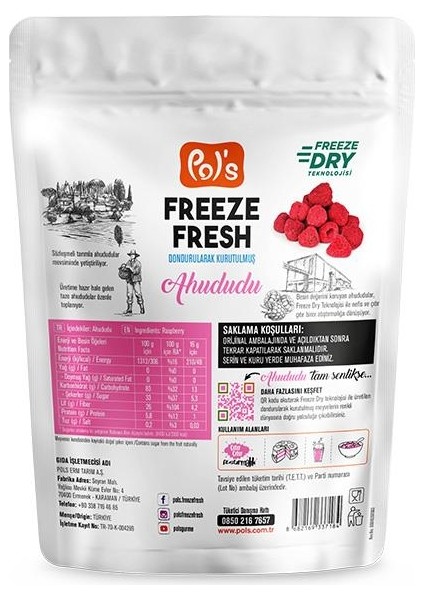 Pol’s Freeze Fresh Dondurularak Kurutulmuş Ahududu 16 gr
