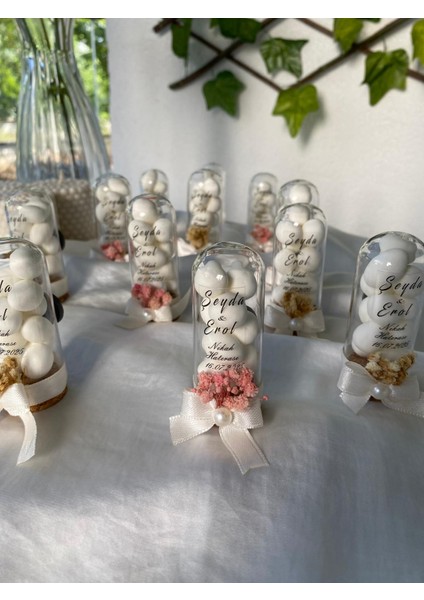 Hediyelik Nikah Şekeri Mantar Tıpalı Ters Tüp Kişiye Özel Etiketli-Düğün,nişan,söz,organizasyon modelleri