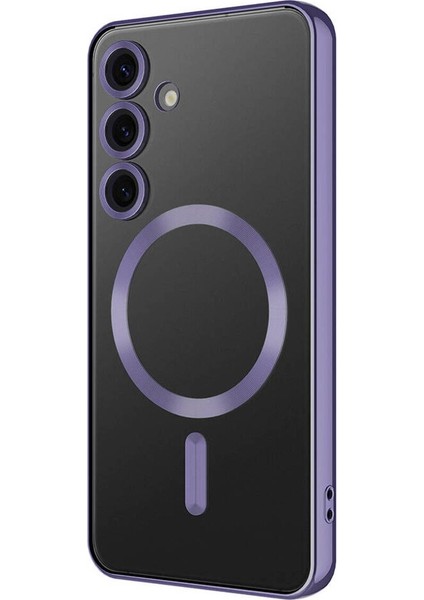 Samsung Galaxy S25 Kılıf Kamera Lens Korumalı Renkli Magsafe Şeffaf Silikon Derin Mor