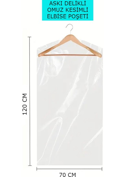 5 Adet 70X120 cm Şeffaf Elbise Poşeti, Askı Delikli Omuz Kesimli Elbise Poşeti fiyatları