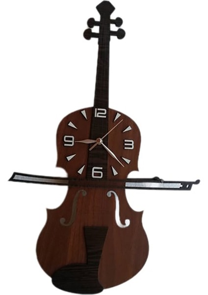 Ahşap Hareketli Sarkaçlı Gitar Masa Saati, Sessiz ve Dekoratif Standlı Saat