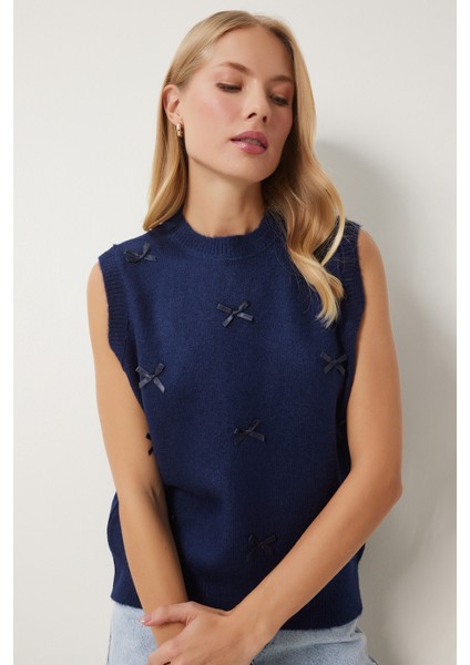 Fiyonklu Triko Süveter LPF0057 LACİVERT fiyatları