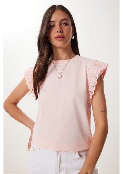 Fistolu Esnek Viskon Örme T-Shirt