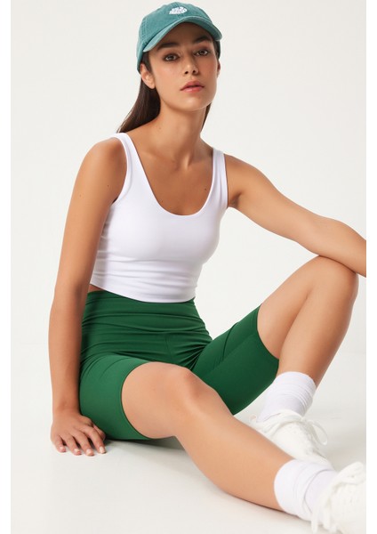 Askılı Şekillendirici Örme Spor Sütyeni LOW0024 BEYAZ