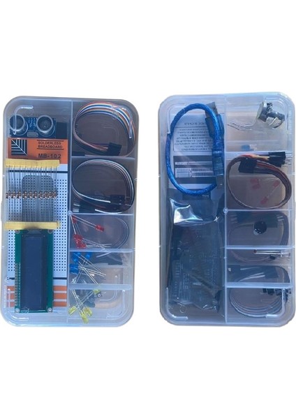 Kutulu Robotik Kodlama Arduino Uno Ekonomik Başlangıç Seti 26 Çeşit 148 Parça fırsatları