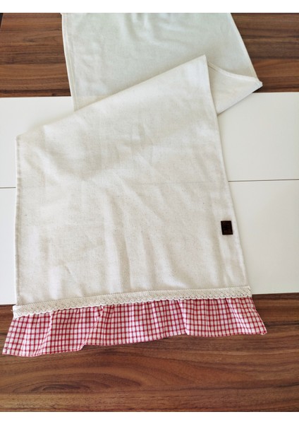 Naturel Organik Yumuşak Keten Fırfırlı Runner 47X120 cm modelleri