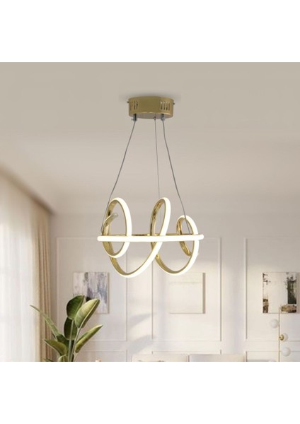 TT005-SR Tt Aydınlatma Burgu Modeli Gold Sarı Kaplama LED Avize