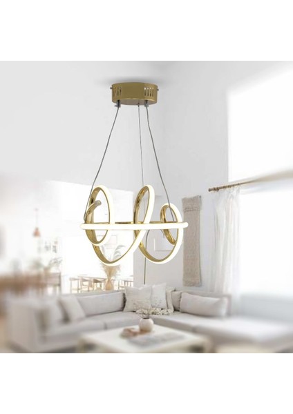 TT005-SR Tt Aydınlatma Burgu Modeli Gold Sarı Kaplama LED Avize fiyatları