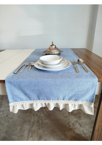 Naturel Organik Yumuşak Keten Fırfırlı Runner 47X120 cm modelleri