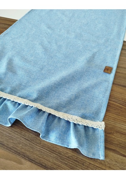 Naturel Organik Yumuşak Keten Fırfırlı Runner 47X120 cm modelleri
