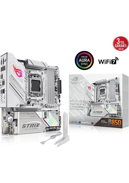 Asus Rog Strıx B850-G Gamıng Wıfı7 Ddr5 Hdmı-Dp Typec Pcıe 5.0 Am5 Matx Beyaz