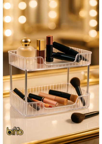 İki Katlı Takı ve Kozmetik Saklama Kutusu, Banyo ve Makyaj Düzenleyici