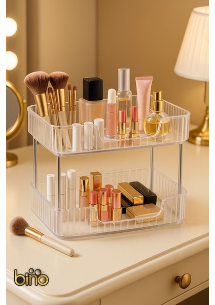 İki Katlı Takı ve Kozmetik Saklama Kutusu, Banyo ve Makyaj Düzenleyici