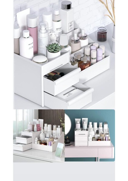 Beyaz Masa Üstü Düzenleyici Çekmeceli Çok Amaçlı Organizer