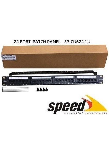 Speed 1u 24port Cat6 Utp Patch Panel + Kablo Düzen Sp-Cu624