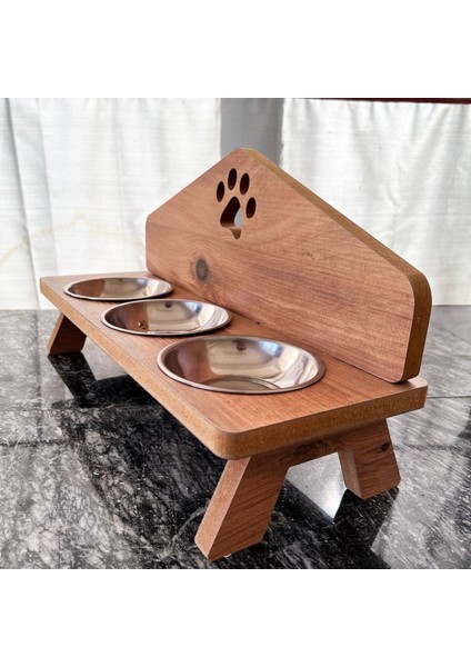 3 Bölmeli Mdf Mama Kabı ve Kedi Mama Standı, Kahverengi, Şık ve Kullanışlı Tasarım modelleri