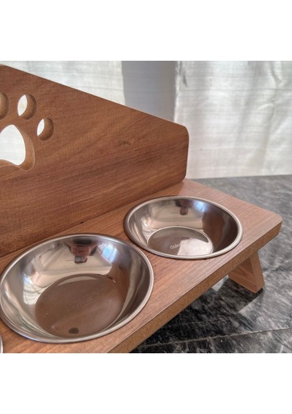 3 Bölmeli Mdf Mama Kabı ve Kedi Mama Standı, Kahverengi, Şık ve Kullanışlı Tasarım fırsatları