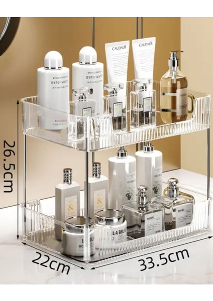 2 Katlı Kristal Makyaj ve Takı Organizeri, Çok Amaçlı Dekoratif Banyo Rafı fiyatları