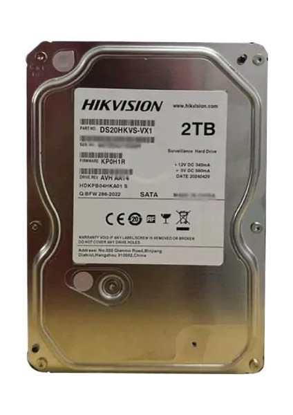 Hikvision 2tb 3.5'' Sata3 5400rpm 128mb 7/24 Hdd [Ds20hkvs-Vx1] Dist. Ürünüdür