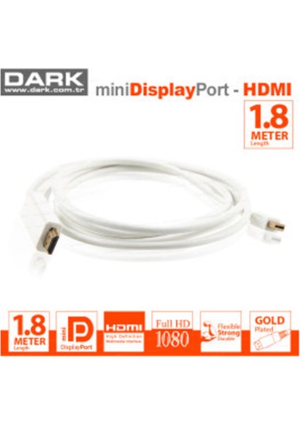 Dark Mdpxhdmıl180 1.8mt Mini Displayport To Hdmı Kablo