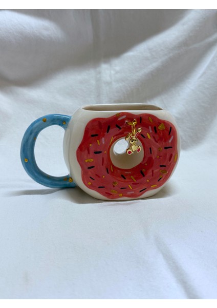 Arche Ceramic El Yapmı Seramik Kupa - "donut" - Yuvarlak Şekilli Kupa - 220 ml - Tekli