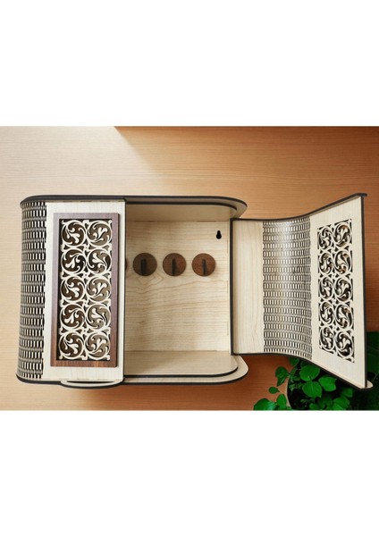 Çift Kapaklı Lazer Kesim Mdf Anahtarlık Askılığı, Çok Renkli, Duvar Tipi Organizer modelleri