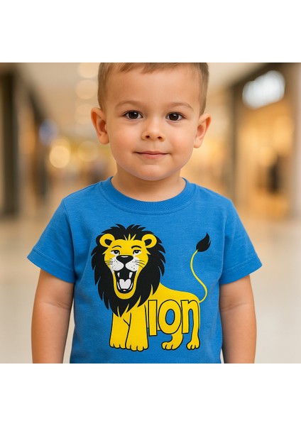 Lion Yazılı Aslan Desenli Erkek Çocuk Şortlu Takım 2-3 Yaş
