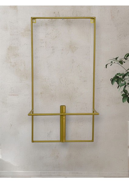 Şık Metal 2’li Duvar Dekoratif Çiçeklik ve Mumluk Seti