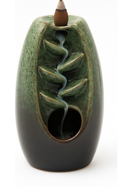 Yeşil Seramik Şelale Tütsülük / Green Ceramic Waterfall Backflow Incense Burner