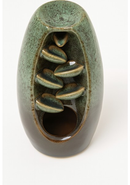 Yeşil Seramik Şelale Tütsülük / Green Ceramic Waterfall Backflow Incense Burner