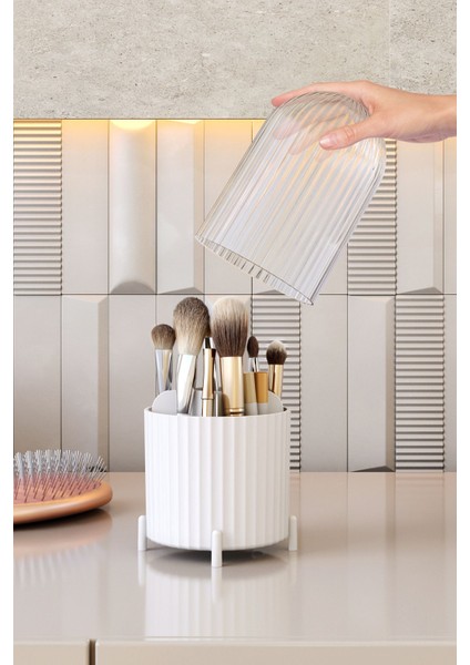 Kırmızı Çok Amaçlı Kozmetik ve Ofis Düzenleyici Fırça Kutusu