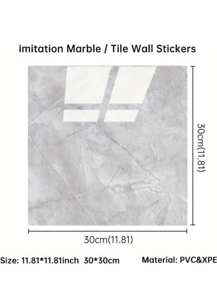 Gri Mermer Desenli Duvar Sticker 30X30, Şık ve Şeffaf Dekoratif Çözüm modelleri