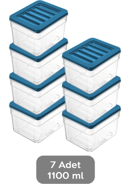 7'li Derin Buzdolabı Organizer Set Düzenleyici Saklama Kabı Mikrodalga Difriz Kabı 1100ML Mavi fiyatları