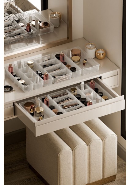 Çok Renkli 24'lü Makyaj Organizeri Çekmece İçi Düzenleyici Set modelleri