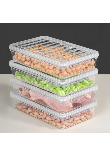 4'lü Şeffaf Kapaklı Mikrodalga Uyumlu Saklama Kabı - Organizer Düzenleyici Gıda Erzak Kabı 4X1200ML