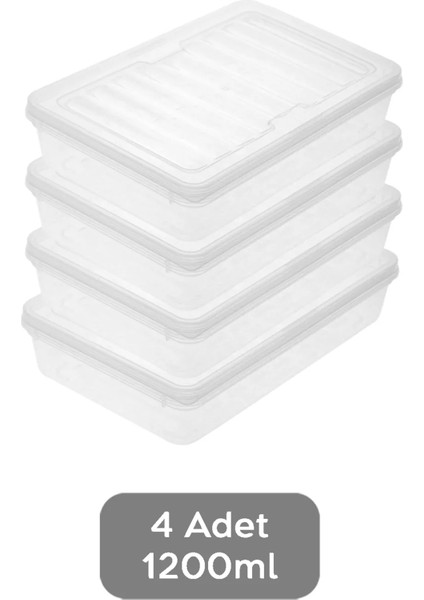 4'lü Şeffaf Kapaklı Mikrodalga Uyumlu Saklama Kabı - Organizer Düzenleyici Gıda Erzak Kabı 4X1200ML fiyatları