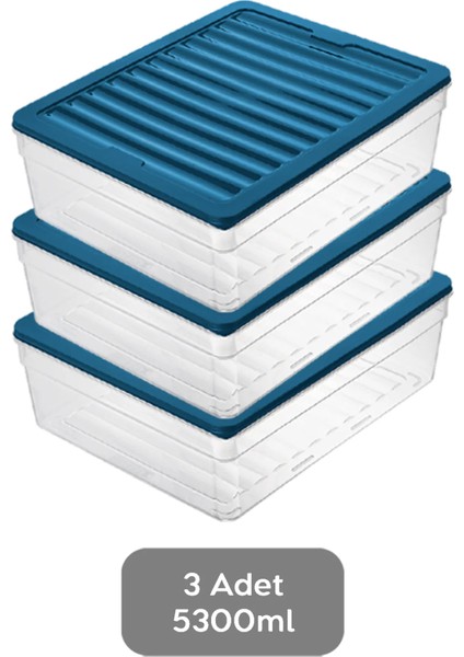 3'lü Derin Buzdolabı Organizer Set Düzenleyici Saklama Kabı Mikrodalga Difriz Kabı 5300ML Mavi fiyatları