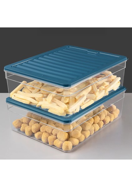 2'li Derin Mikrodalga Uyumlu Organizer Set Düzenleyici Gıda Erzak Saklama Kabı 5300ML Mavi