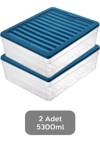 2'li Derin Mikrodalga Uyumlu Organizer Set Düzenleyici Gıda Erzak Saklama Kabı 5300ML Mavi fiyatları