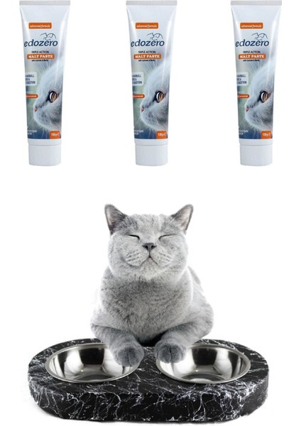 Renkli Ahşap Kedi Mama Kabı, Tüy Yumağı Önleyici, Vitaminli, 3'lü Paket