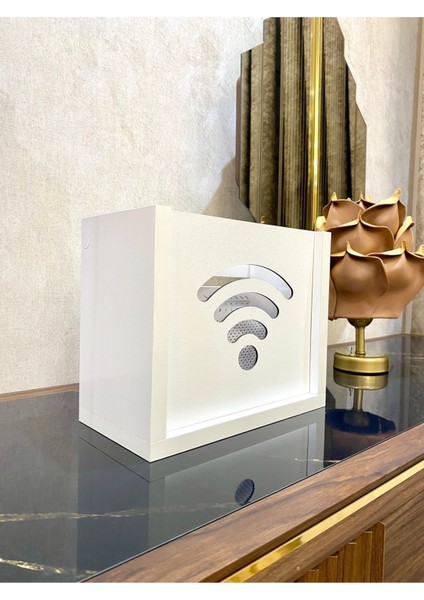 Beyaz Renk Modem ve Wi-Fi Saklama Kutusu, Duvar Düzenleyici, Pratik ve Şık Tasarım