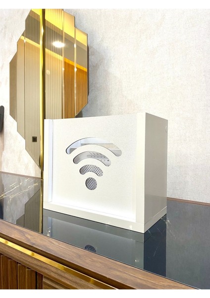 Beyaz Renk Modem ve Wi-Fi Saklama Kutusu, Duvar Düzenleyici, Pratik ve Şık Tasarım
