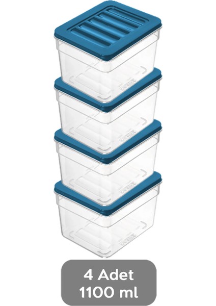4'lü Derin Buzdolabı Organizer Set Düzenleyici Saklama Kabı Mikrodalga Difriz Kabı 1100ML Mavi fiyatları