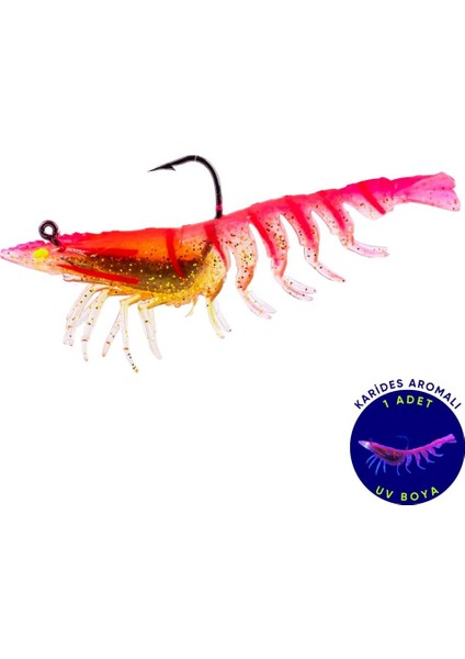 Silikon Karides Yem - 7g 75MM - Fishack Krillax - Uv Boyalı - Candy Shrimp
