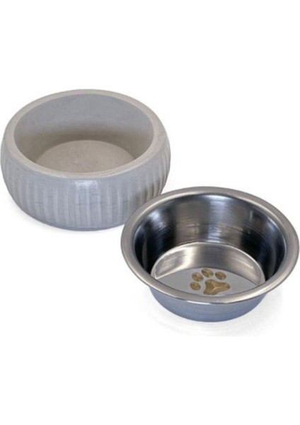 Organik Seramik Kedi ve Köpek Kabı, Şık Gri ve Beyaz Renk Seçenekleri