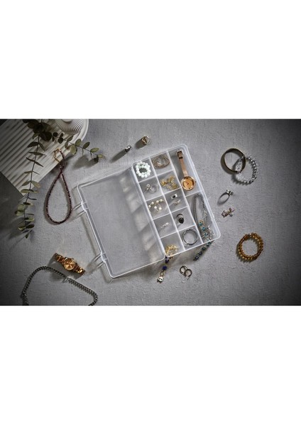 12 Bölmeli Beyaz Çok Amaçlı Organizer, Düzenleyici, Takı ve Aksesuar Saklama