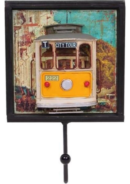Renkli Metal Askı Tramvay Dekoratif Retro Askılık Hediye
