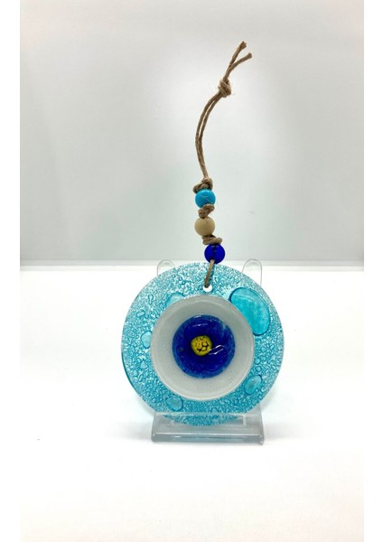 El Yapımı Baloncuklu Açık Mavi Nazar Boncuğu Balkon Süsü 10 cm modelleri